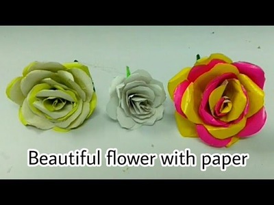 Paper Rose Flower- Method-1.Beautiful rose flower. How to make easy rose flower.
