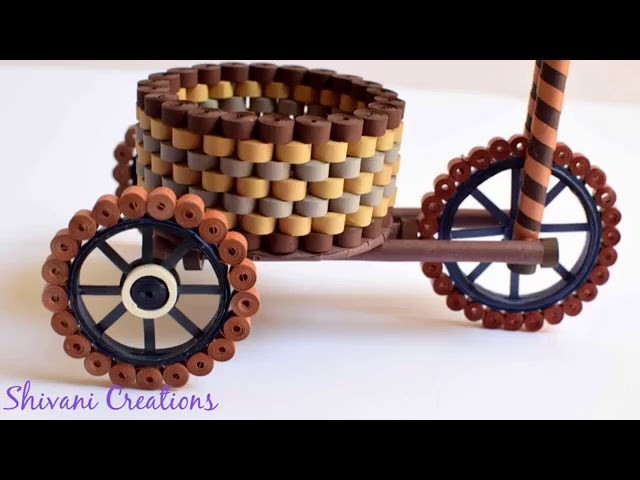 Part one: Quilling Tricycle with Basket. Quilled Cycle. DIY Paper Cycle