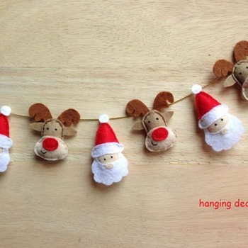 Set of 6pcs Cute Mini Christmas Santa Claus Reindeer Rudolph Stuffed Felt Gift Hanging Ornament Decoration