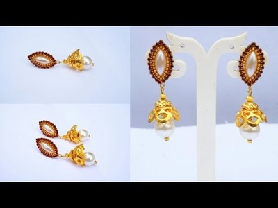 Simple And Beautiful Earrings Making | Paper Earrings |Jewellery Making|DIY+earring(earring)diaries