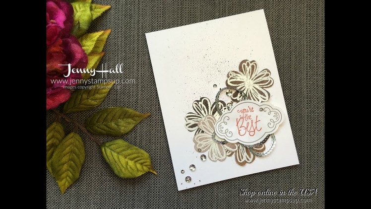 Stamping flowers onto Wood Textures paper using Stampin Up products with Jenny Hall