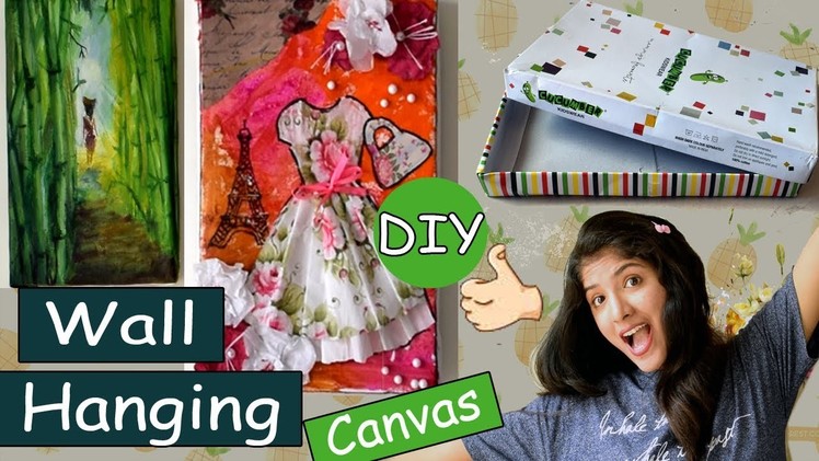 Wall hanging Canvas with a cardboard box| DIY | Room Decor| Mom Artistry
