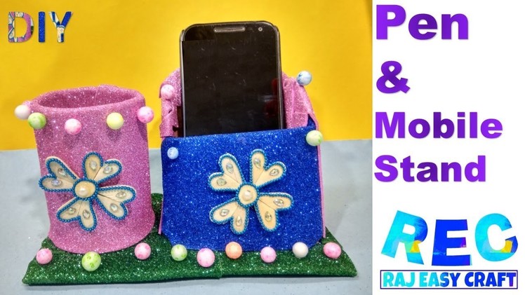 Best out of waste || Diy  Pen stand and mobile phone holder || Raj easy craft