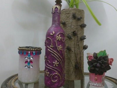 DIY bottle decoration with paper n clay.