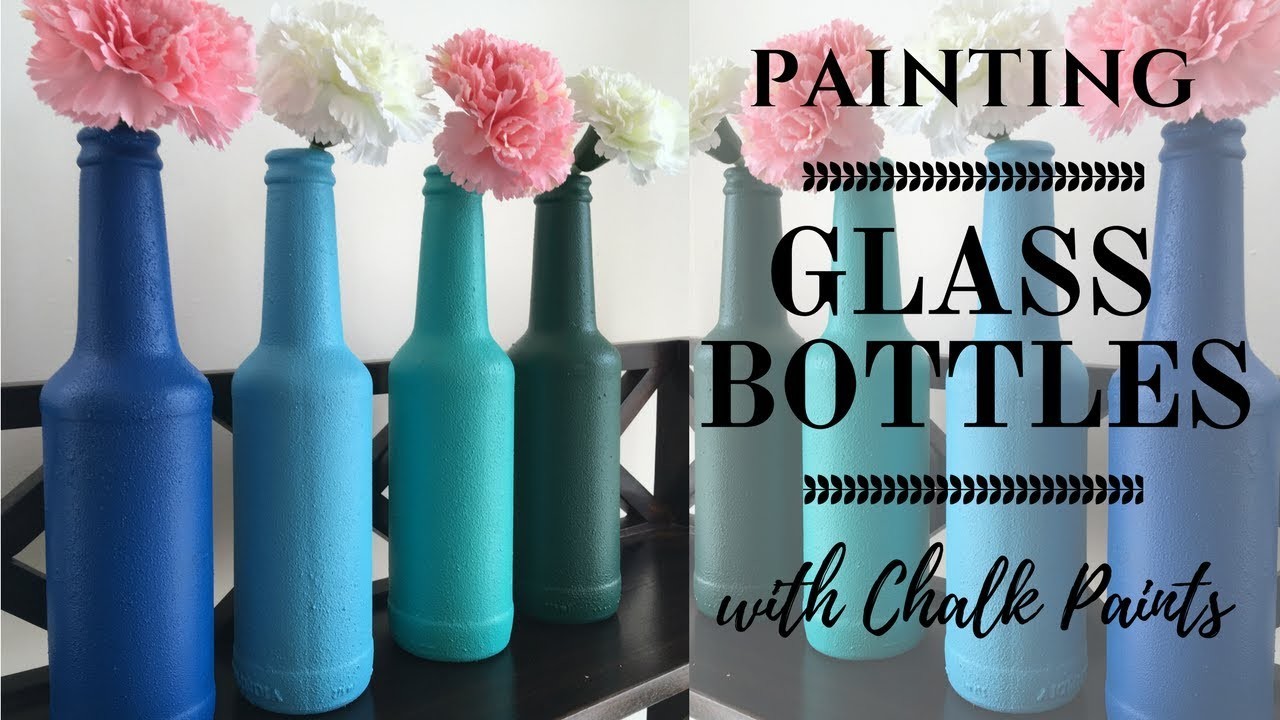 DIY: Bottle painting. Upcycle Glass bottles with easy to make Chalk ...