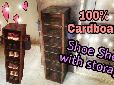 DIY : Cardboard Furniture: Cardboard Shoe shelf Rustic looks: