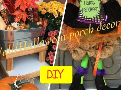 DIY Dollar store Fall.Halloween Porch Decor Ideas