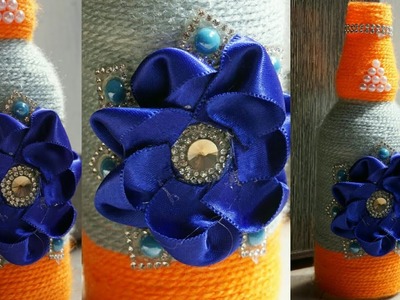 DIY Glass Bottle Crafts || Flower Vase  || Yarn Wrapped glass ???? bottle || ARZOO VLOGS