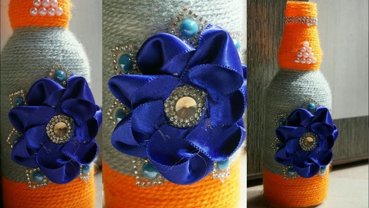 DIY Glass Bottle Crafts || Flower Vase  || Yarn Wrapped glass ???? bottle || ARZOO VLOGS