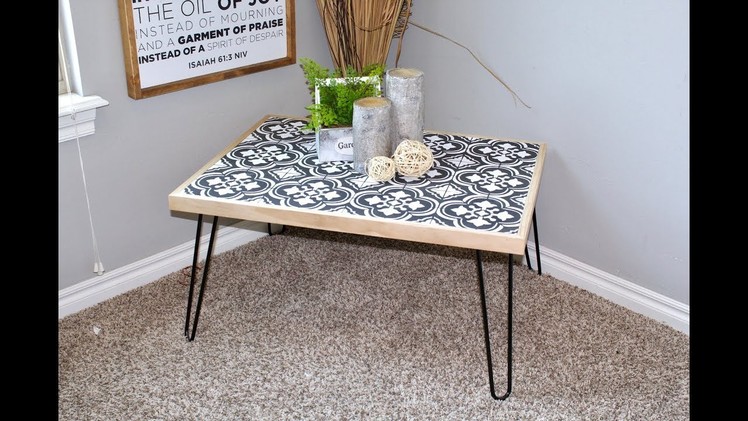 DIY Hairpin Coffee Table Using A Tile Stencil