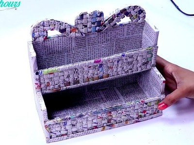 DIY Mini Desk Organiser with Cardboard and Newspaper