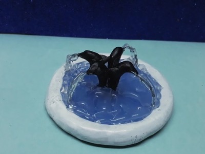 DIY Miniature Dolphin Waterfall Pond Showpiece Using Polymer Clay & Hot Glue????????