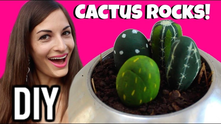 DIY Painted Rocks! Cactus Rock Painting Ideas - Cacti plants! Easy Paint Projects Room Decor!