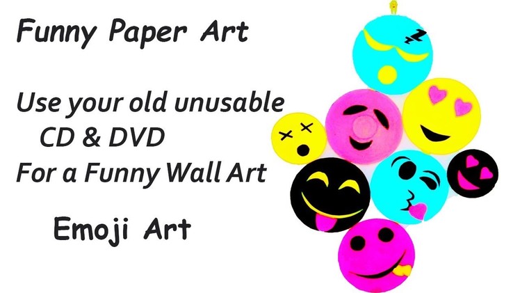DIY - Smiley Room Decor from CD DVD |smiley emoji home decoration | recycle CD | cute emoji smileys
