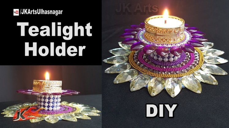 DIY Tealight Candle Holder from waste DVD and Bottle cap | Best out of Waste | JK Arts 1279