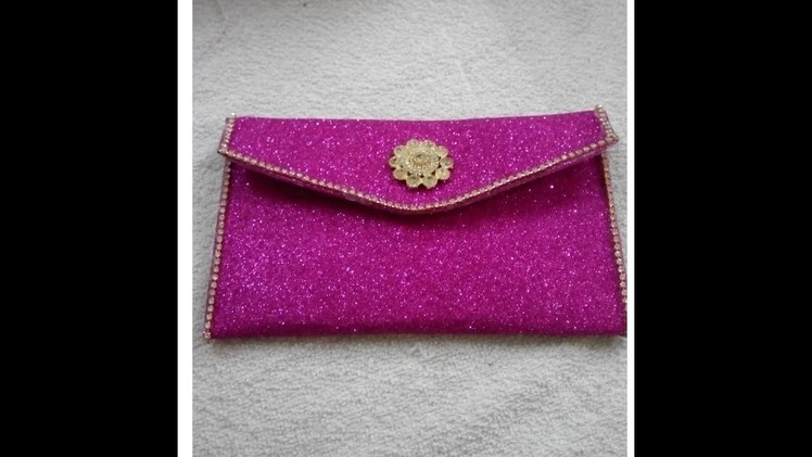 DIY. Very easy and beautiful no sew glitter foam sheet clutch.purse