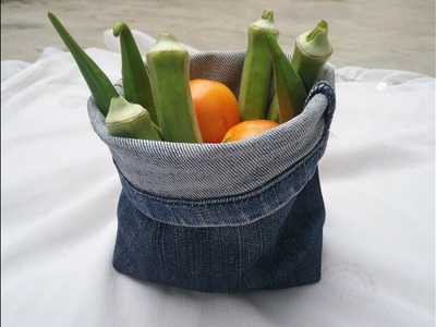 DIY waste jeans recycling ideas # 01, best out of waste l hand made old jeans craft ideas at home,