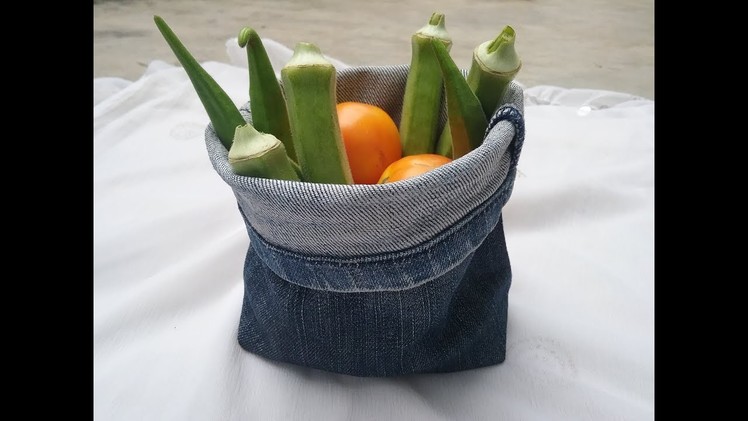 DIY waste jeans recycling ideas # 01, best out of waste l hand made old jeans craft ideas at home,