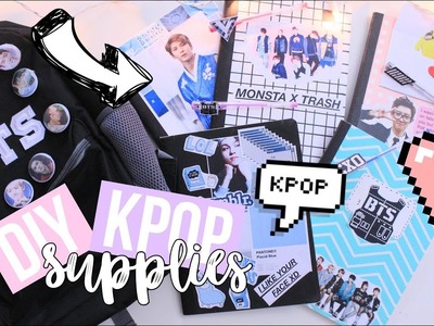 GIVEAWAY + DIY B2S KPOP Supplies! Bag, Notebooks and Pens! EXO, BTS and More! | Hunnie Bunnie ♡♡♡