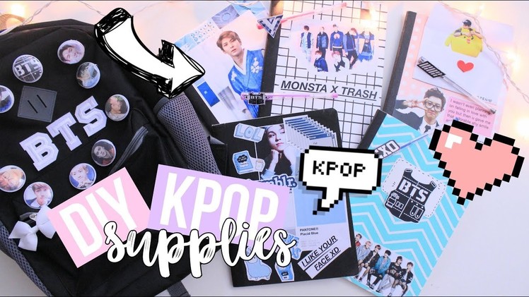 GIVEAWAY + DIY B2S KPOP Supplies! Bag, Notebooks and Pens! EXO, BTS and More! | Hunnie Bunnie ♡♡♡