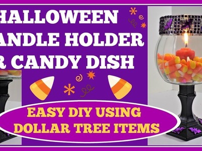????Halloween Candle Holder ????Or Candy Dish Easy Dollar Tree DIY????