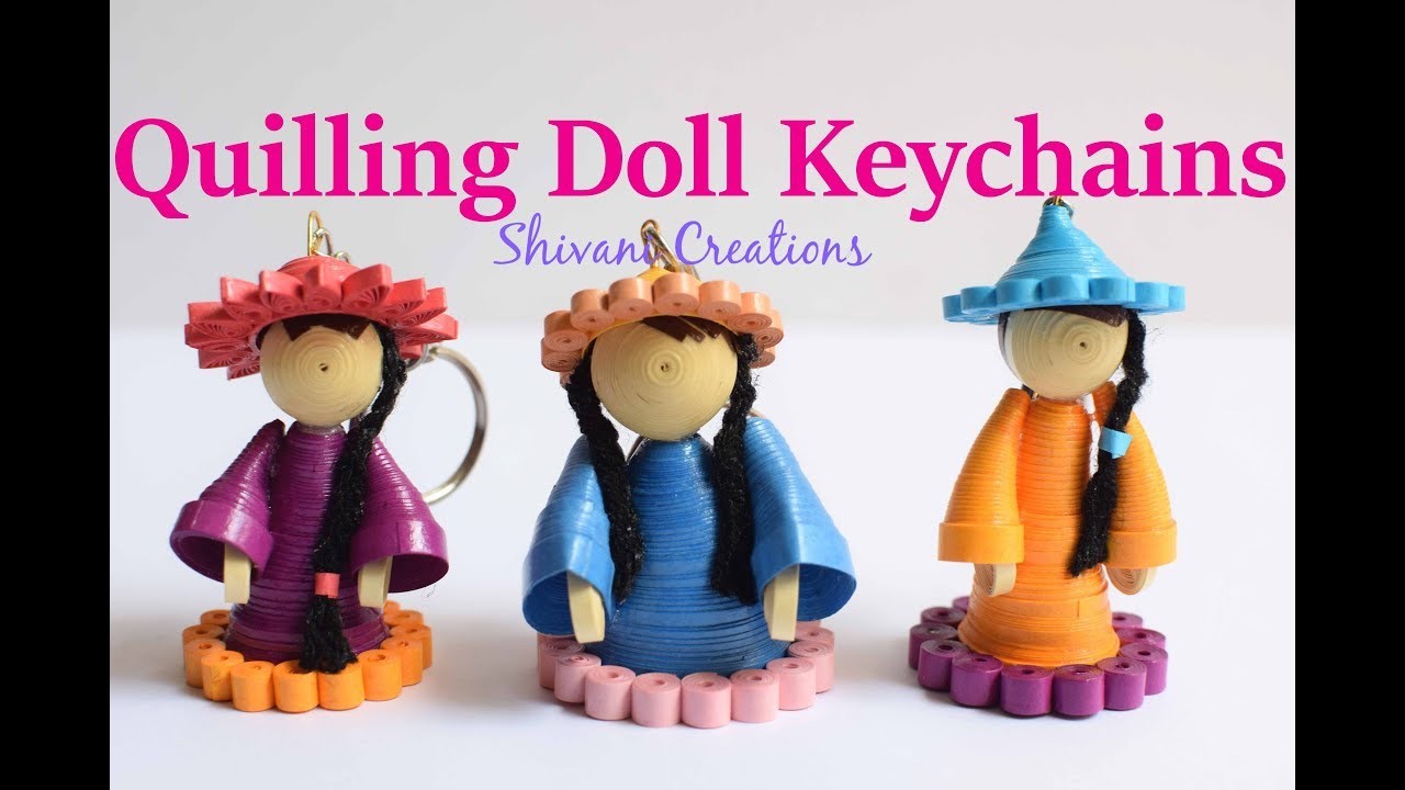 Quilling Doll Keychain. Miniature quilling dolls. DIY Key Chain