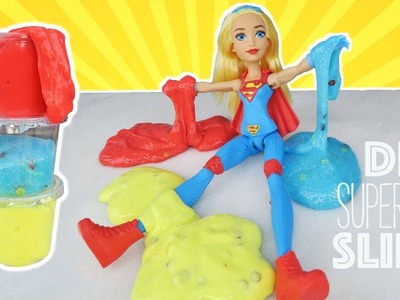 Supergirl Mixing All My Slimes | Superhero Slime Experiment Play DIY SLIMES Kids Cooking and Crafts