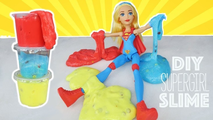 Supergirl Mixing All My Slimes | Superhero Slime Experiment Play DIY SLIMES Kids Cooking and Crafts