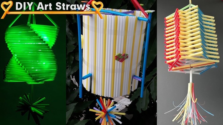 3 Diy project lamp ideas with Drinking Straw - Decorative lights Straws #DIY Art Straws