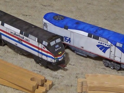 Custom-Built Amtrak Paper Trains! Runs on Wooden Railway Track
