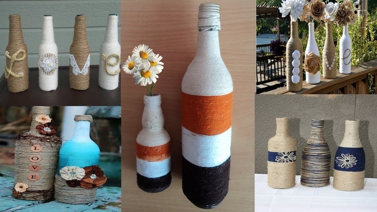 DIY-Art Attack. 5 minutes string Bottle Art Home Decor Ideas With Recycle Glass bottle at Home