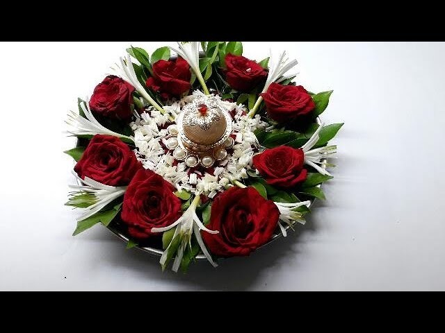 DIY Decoration Thali.Simple and Easy Flower Decoration Thali for Diwali.Thali Decoration ide