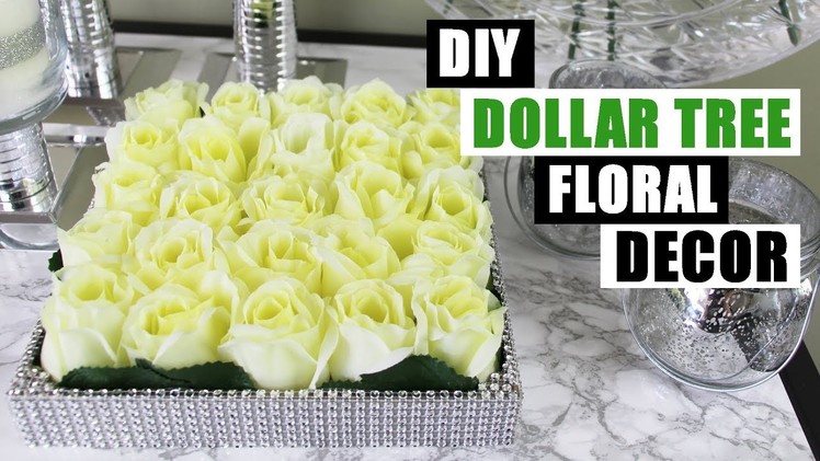 DIY DOLLAR TREE BLING FLORAL DECOR Dollar Store DIY Glam Floral Arrangement DIY Home Decor