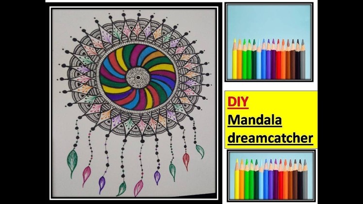 DIY | dreamcatcher mandala drawing with rainbow colors