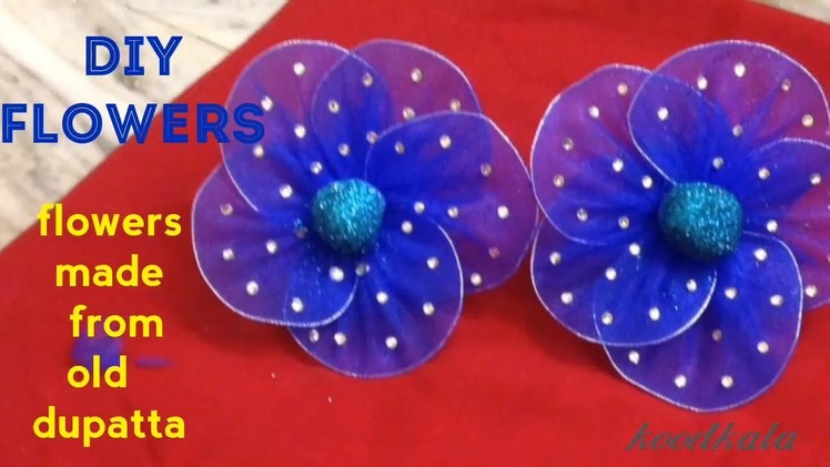 Diy flower| how to make a flower|no sew fabric flower|flower ganpati decoration|diy ideas|koodkala28