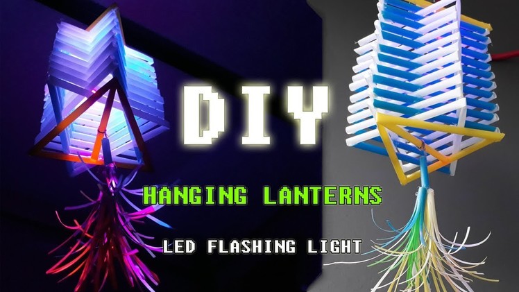 DIY Hanging Lanterns with straws idea - How To Make Lights Hanging Decoration #DIY Art Straws