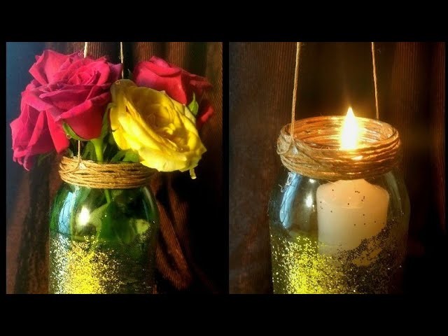 DIY Hanging mason jar vase | Mason jar candle