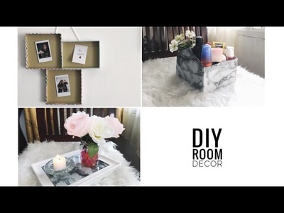 DIY HOME DECOR | PINTEREST INSPIRED | (box frame, marble tray, beauty storage from shoebox)