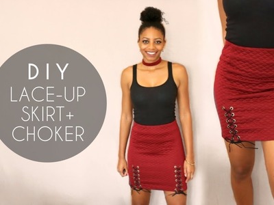 DIY Lace-Up Skirt + Choker (No Sewing)
