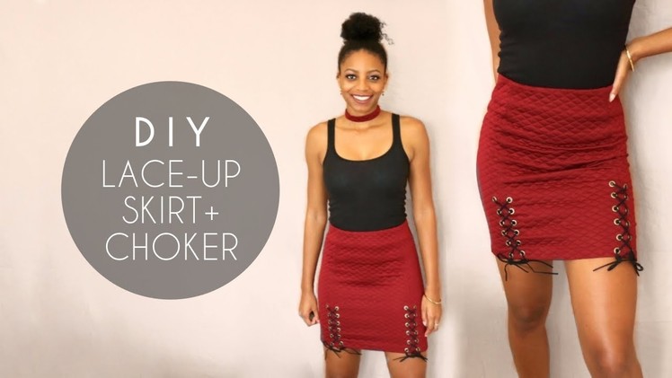 DIY Lace-Up Skirt + Choker (No Sewing)