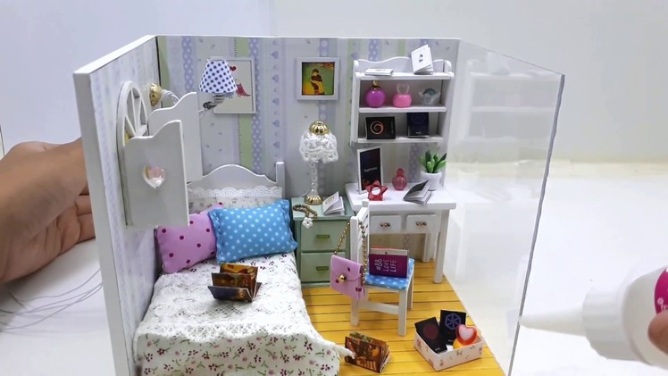 DIY Miniature Dollhouse Kit House with Furniture + LED - Corner Series (Adabelle's Room)