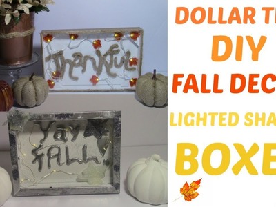 Dollar Tree DIY Fall Decor.Fall Lighted Shadow Box
