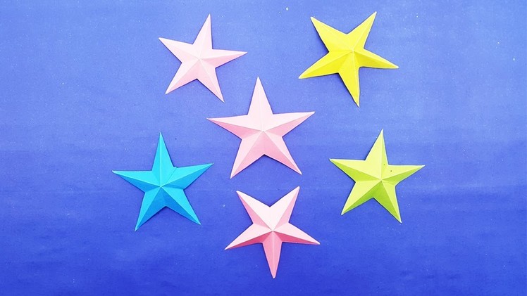 How to make 3D Origami Star - Easy Paper Stars making tutorial   DIY Crafts