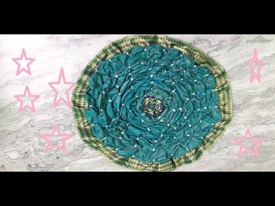 How to Make doormat.  puja assan  from old saree at home. Diy very different design of doormat.