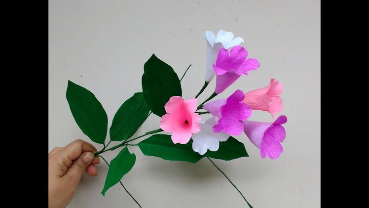 How to make Paper Flowers Garlic Vine. Mansoa alliacea (flower# 211)