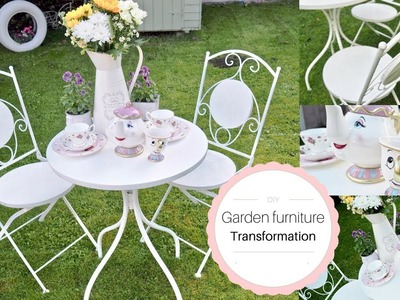 How to Paint metal garden furniture, French shabby chic style | DIY