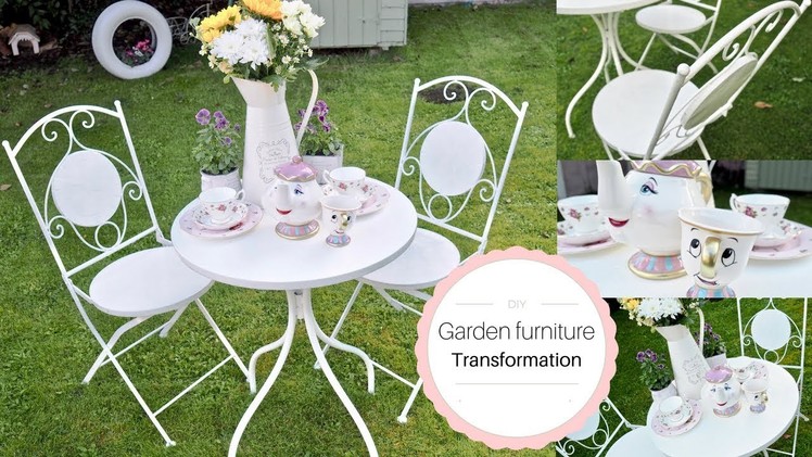 How to Paint metal garden furniture, French shabby chic style | DIY