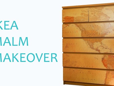 IKEA Hack: Malm Drawers Makeover Using Map Wallpaper!  Easy DIY