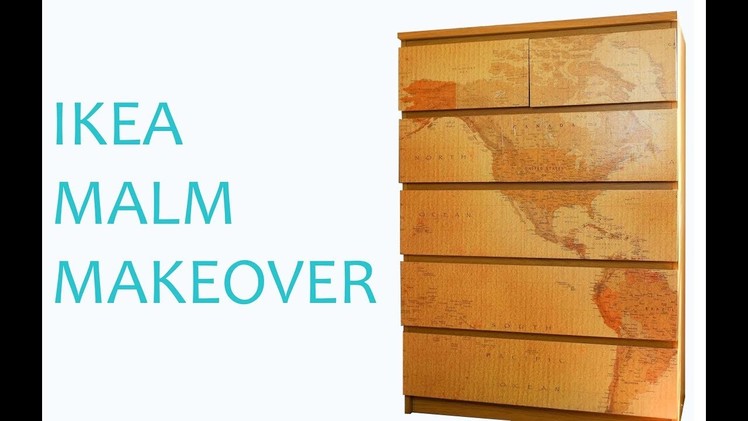 IKEA Hack: Malm Drawers Makeover Using Map Wallpaper!  Easy DIY