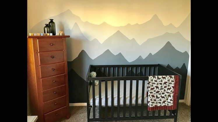 Nursery Mural Time lapse! DIY Mountain Mural for Baby Finn!